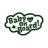 手書き風 baby on board カッティング ステッカー ダークグリーン 深緑