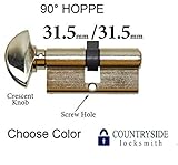 31.5 / 31.5 Hoppe Nonロゴ90度Keyedプロファイル円柱ロック、ソリッド真鍮