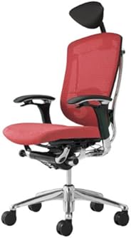 オカムラ オフィスチェア コンテッサ 可動肘 ヘッドレストタイプ 座:クッション レッド CM52AB-FBF9