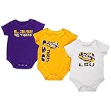 LSU TigersコロシアムパープルゴールドホワイトInfant One Piece Outfits – 3パック