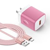 USB 急速充電器/Type-C ケーブル セット [18W/QC3.0急速充電対応/PSE認証] Android アンドロイド充電器 usb コンセント タイプC ケーブル(0.91m/A-C) スマホ 充電器 iPhone15/galaxy s23 Android その他USB-C機器対応 ローズレッド