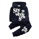 Ochine 新生児　幼児　長袖　上着+パンツ　二点セット　女の子　 英字プリント　ウエスト ゴム 仕様 フード付き セットアップ 子供服　ベビー服　カバーオール 普段着 スポーツ　ユニセックス 1-