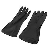 uxcell ブラック　産業用品　家庭用品　ラテックス手袋　 ワークグローブグローブ　28cmの長さ 1双