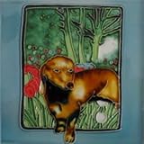 Daschund犬装飾セラミック壁アートタイル6 x 6