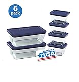 Pyrex Storage 12-Piece Set, Clear with Blue Lids (12 Piece Set) by Pyrex