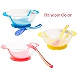 SODIAL 子供用食器セット ベビー 温度吸盤カップ ボウル スプーン ダブルカラー 新生児 赤ちゃんスプーン 給餌用品