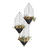 LJ ヨーロッパスタイルのシンプルな3つの層のリビングルームの壁掛けアイアンフラワーラック ( 色 : ブラック )