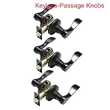 Probrico内部ラウンドPassageキーレスドアノブレバードアロックLockset withoutキーDoorknobs Oil Rubbed Bronze For Hallクローゼット Doo