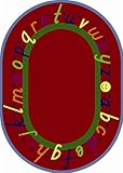 Joy Carpets Kid Essentials Early Childhood Oval AlphaScript Rug Red 5'4 x 7'8 [並行輸入品]