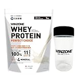 WINZONE（ウィンゾーン）ホエイ プロテイン パーフェクトチョイス 1kg 【シェイカー付き】 プレーン（ナチュラルミルク）国内製造 11種ビタミン 4種ミネラル 日本新薬