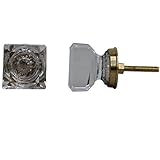 IndianShelfハンドメイドのセット2ガラスクリアGolden Squareドアノブ引き出しハンドルドレッサーPulls 20 Knobs 1.5" クリア GSK-16-1-20