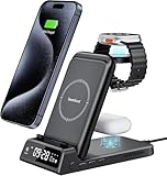 3in1 ワイヤレス充電器、iphone 充電スタンド、置くだけ 折りたたみ式ステーション、iPhone 17/16/15/14/13/12シリーズ対応、Apple Watch全機種対応 （アダプター別売り)、SwanScout 703A