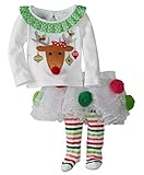 [ゼンアン]ZENAN ベビー キッズ クリスマス 長袖Tシャツ ふんわりチュール スカッツ セットアップ 上下セット プレゼント (90cm)