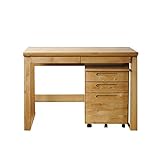 デスク 木製 天然木アルダー材 デスクセット ワゴン付き キャスター付 フルオープン引出 ナチュラル デスク