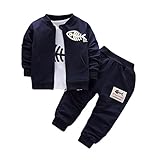 Tovadoo 子供服 ベビー服 男の子 上着+ズボン+コート 秋冬 長袖 魚の骨柄 ファッション 兄弟揃い 運動会 旅行 プレゼント