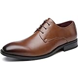 [ロムリゲン] ビジネスシューズ メンズ 革靴 高級紳士靴 プレーントゥ フォーマル 外羽根 ブラウン 26.5cm 6065-72