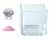 花市場直送便 ミニチュアガラス 畜光クラゲ パープル & カラーサンド ラベンダー & 植え込み用グラス ニューブロックS