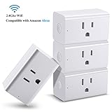SoulBay 4 Pack Smart Plug, Wi-Fi Enabled Mini Outlet Socket with Timer Function, Works with Amazon A