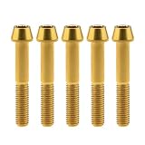 Ruifu M8x15 20 25 30 35 40 45 50 mm P1.25 チタン合金コニカルヘッド六角穴付ボルト 5個入 (M8x50mm, ゴールド)