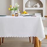 Forhomelife テーブルクロス 白 無地 テーブルカバー シンプル 長方形 135×220cm 洗える ウォッシャブル 洗濯可 速乾 ホワイト 厚手 耐熱