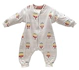 長袖 パジャマ ベビー おくるみ 袖取り外し 赤ちゃん 寝袋 通気 吸汗 保温 出産祝い-M（80cm-90cm）