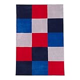 KidKraft Kids Yarn Dyed Grid Rug Blue 4 x 6 [並行輸入品]
