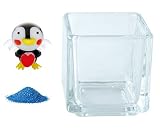 花市場直送便 ミニチュアガラス ペンギンハート & カラーサンド コバルト & 植え込み用グラス ニューブロックS