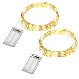 GDEALER 2 Pack Fairy String Lights 20ft 60 LED Starry String Lights Battery Powered Copper Wire Ligh