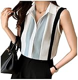 [エムズ モア] ブラウス 夏 オフィス ノースリーブ トップス とろみブラウス とろみシャツ ストライプ 柄 シャツ 襟付き 襟つき シンプル カジュアル vネック 婦人服 20代 30代 40代 50代 60代 白 黒 青 通勤服 ゆったり レディース サイズ S