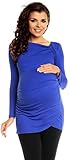Zeta Villeプリーツ長袖の女性のマタニティストレッチチュニックトップ941c (ロイヤルブルー, 13)