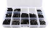 260pcs m3ナイロンブラック六角ねじナットスタンドオフ- Fセット詰め合わせキットボックス