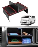 Auto Spec ハイエース 200系 ワイドボディー 専用 センターコンソール 仕切り板 層状 収納隔たり板 コンソールボックス 仕切り 中央トレイ車内収納 Hiace 200系小物入れ ABS素材 ラバーマット付き パーテーション インテリア 内装パーツ (ハイエース 200系 ワイドボディー 専用)