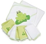 SpaSilk 100% Cotton Hooded Terry Bath Towel with 4 Washcloths, Green by Spasilk [並行輸入品]