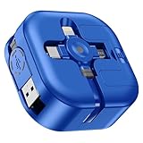 ASICEN 充電ケーブル 3in1 巻き取り usb c 4.5A 急速充電 マルチ充電ケーブル 超高耐久 3イン1 充電コード 高速データ転送 ライトニング タイプc USB Type-c Android 一本三役 iphone/ipad/airpods/Galaxy/Huawei/Micro 多機種対応(ブルー、1.2m)