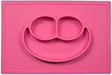 Smiley Face Silicone Baby Placemat - Square - Pink [並行輸入品]