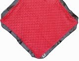 Cozy Wozy Signature Minky Lovie Sized Baby Blanket with Ribbon Trim Lovie, Watermelon Pink/Charcoal 