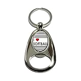 私はハートソフトボールはオーバルボトルオープナーキーホルダースピニング愛
