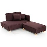 ソファ コンパクト カウチソファ コーナーソファ オットマン付き ロータイプ ダークブラウン