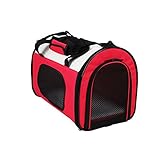 AUTOINBOX ペットキャリーバッグ 犬 キャリーバック 折りたたみ ショルダーバッグ (レッド, S)