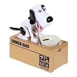 whitelotous新しいかわいいStealingコインお金ボックス犬貯金箱ストレージホワイト/ブラック