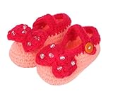 (ビグッド)Bigood 新生児 子供用 ニット靴 ベビーニットシューズ ファーストシューズ ルームシューズ 可愛いリボンと立体ビーズ赤ちゃん お祝い ソックス 杏色