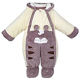 エルフ ベビー(Fairy Baby)ベビーカバーオール冬 ロンパース 足つき 防寒着フード付き 可愛い(イエロー、サイズ：73)