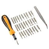 精密ドライバーセット 32種ビット 磁石付き 修理工具 イエロー