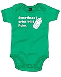 (時々吐くまで飲みます。) Sometimes I Drink 'Till I Puke, プリント　ベビースーツ - グリーン/白 12-18 ヶ月