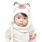 Mir・Mira(ミル・ミラ)にっこりクマさん　ハートほっぺ　子供ニットキャップ　パイロットキャップ　冬 ベビー帽子　エルフ マウス　帽子　耳キャップ　耳当て　子供女　新生児　衣装　子供服　アクセサリ
