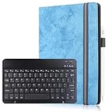 Lenovo IdeaPad Duet Chromebook ZA6F0038JP ケース IdeaPad Duet Chromebook ZA6F0038JP キーボード【Trocent】10.1インチケース 固定用の弾性バンド開閉式 手帳型 四隅固定 スタンド機能 ペン収納 全面保護 ユニバーサルPU保護カバー 取り外し可能な無線Bluetoothキーボード 分離式キーボード(スカイブルー)