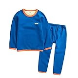PANCY 子供服 長袖 ルームウェア 上下セット 秋冬 裏起毛 男の子 女の子(ブルー,110cm)