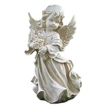 国華園　ポリ製オーナメント　花束を抱えた天使　1個