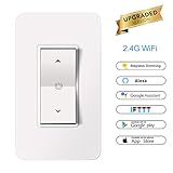 スマートライトスイッチ、abedoe WiFiワイヤレスボタンスイッチ壁with無段階減光、電話リモートコントロールディマーnoハブ必要な、と互換性AlexaとGoogleホーム(中性線必要