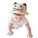 ファートーク(FURTALK) 夏 ベビー ハット キュート麦わら帽子 子供用 ネコ耳 耳付きハット ベビーキャップ 通気性良い